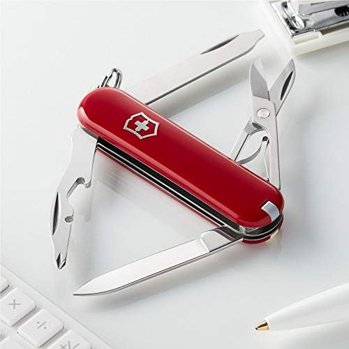 Victorinox Rambler Swiss Army Knife  Compact  10 Functions  Swiss Made Pocket Knife with Magnetic Phillips Screwdriver  Scissors and Tweezers   Red