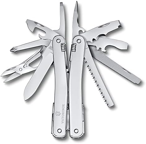 Victorinox Swiss Tool Spirit MX Swiss Army Knife  24 Function Swiss Made Multitool with Large Blade  Pliers and Wire Cutter   Silver with Nylon Pouch
