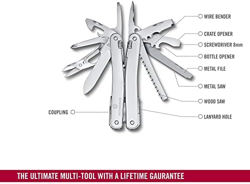 Victorinox Swiss Tool Spirit MX Swiss Army Knife  24 Function Swiss Made Multitool with Large Blade  Pliers and Wire Cutter   Silver with Nylon Pouch