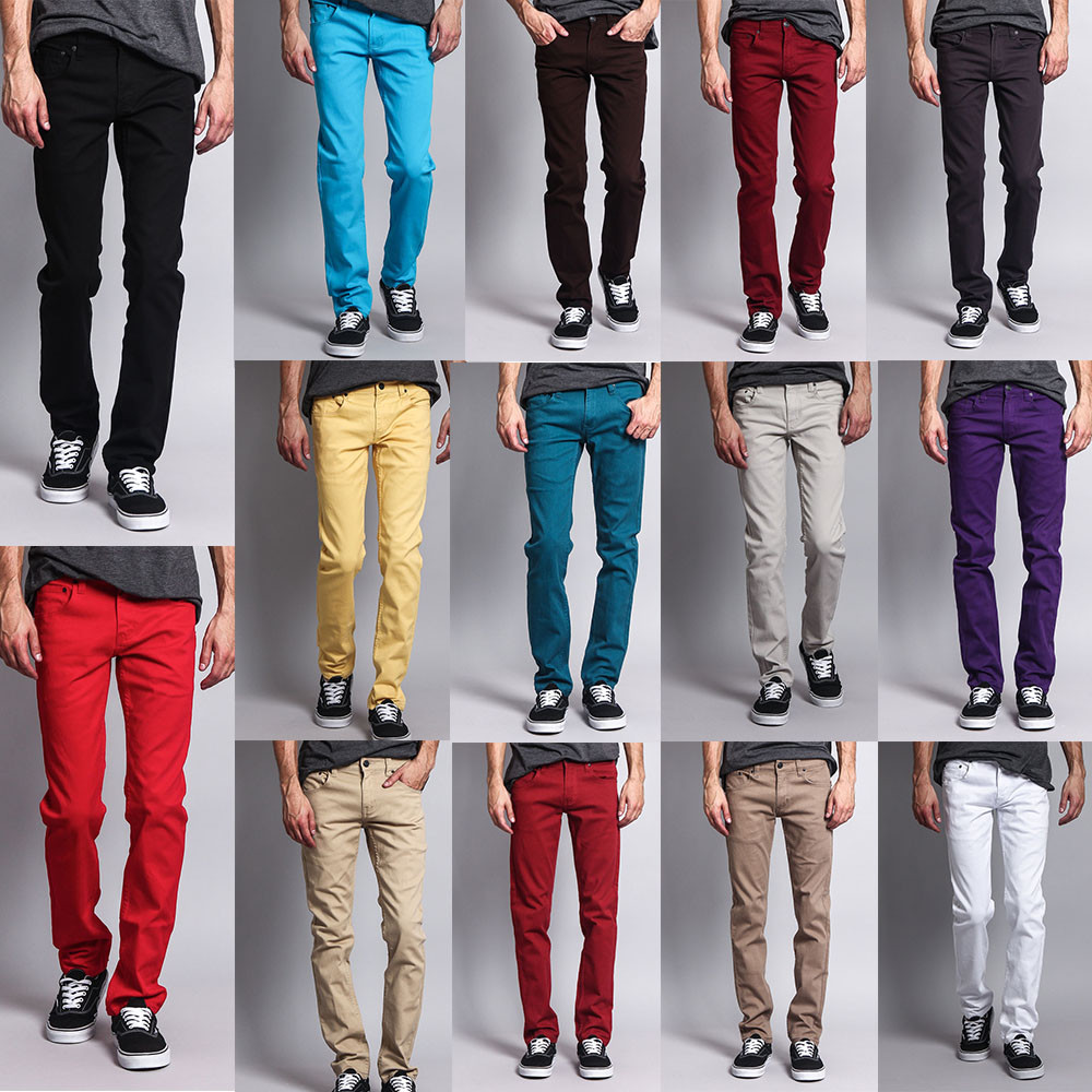 Victorious Men s Skinny Fit Jeans Stretch Colored Pants   DL937   FREE SHIP