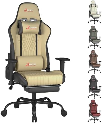 Video Game Chair with Footrest Ergonomic Comfortable Gaming Office Chair Height Adjustable with a 360  Swivel Base and Headrest 1002 Black 