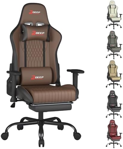 Video Game Chair with Footrest Ergonomic Comfortable Gaming Office Chair Height Adjustable with a 360  Swivel Base and Headrest 1002 Black 