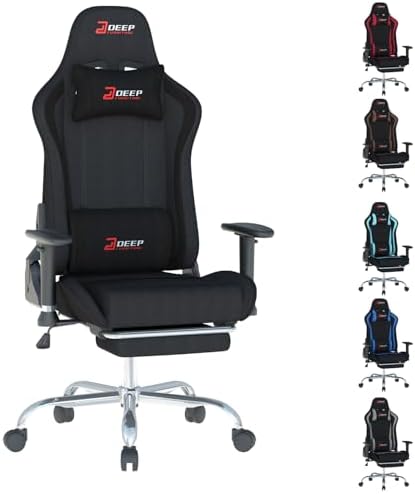 Video Game Chair with Footrest Ergonomic Comfortable Gaming Office Chair Height Adjustable with a 360  Swivel Base and Headrest 1002 Black 