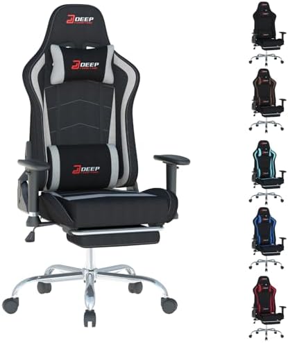 Video Game Chair with Footrest Ergonomic Comfortable Gaming Office Chair Height Adjustable with a 360  Swivel Base and Headrest 1002 Black 