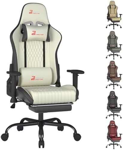Video Game Chair with Footrest Ergonomic Comfortable Gaming Office Chair Height Adjustable with a 360  Swivel Base and Headrest 1002 Black 