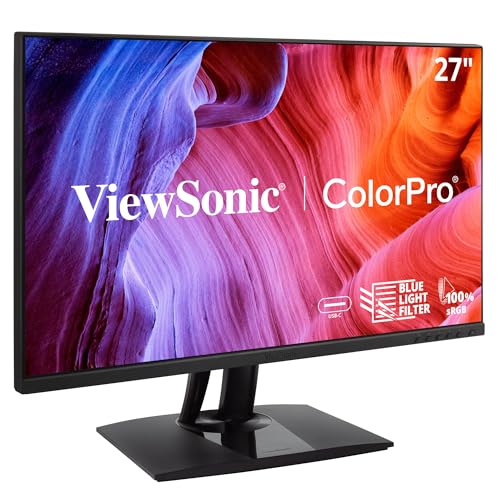 ViewSonic VP2756 2K 27 Inch IPS 1440p Ergonomic Monitor with Ultra Thin Bezels  Color Accuracy  Pantone Validated  60W USB C