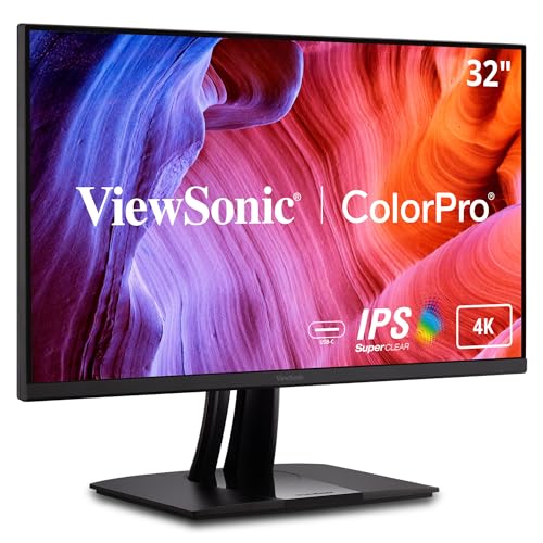 ViewSonic VP3256 4K 32 Inch 4K UHD IPS Ergonomic Monitor with Ultra Thin Bezels  Color Accuracy  Pantone Validated  60W USB C