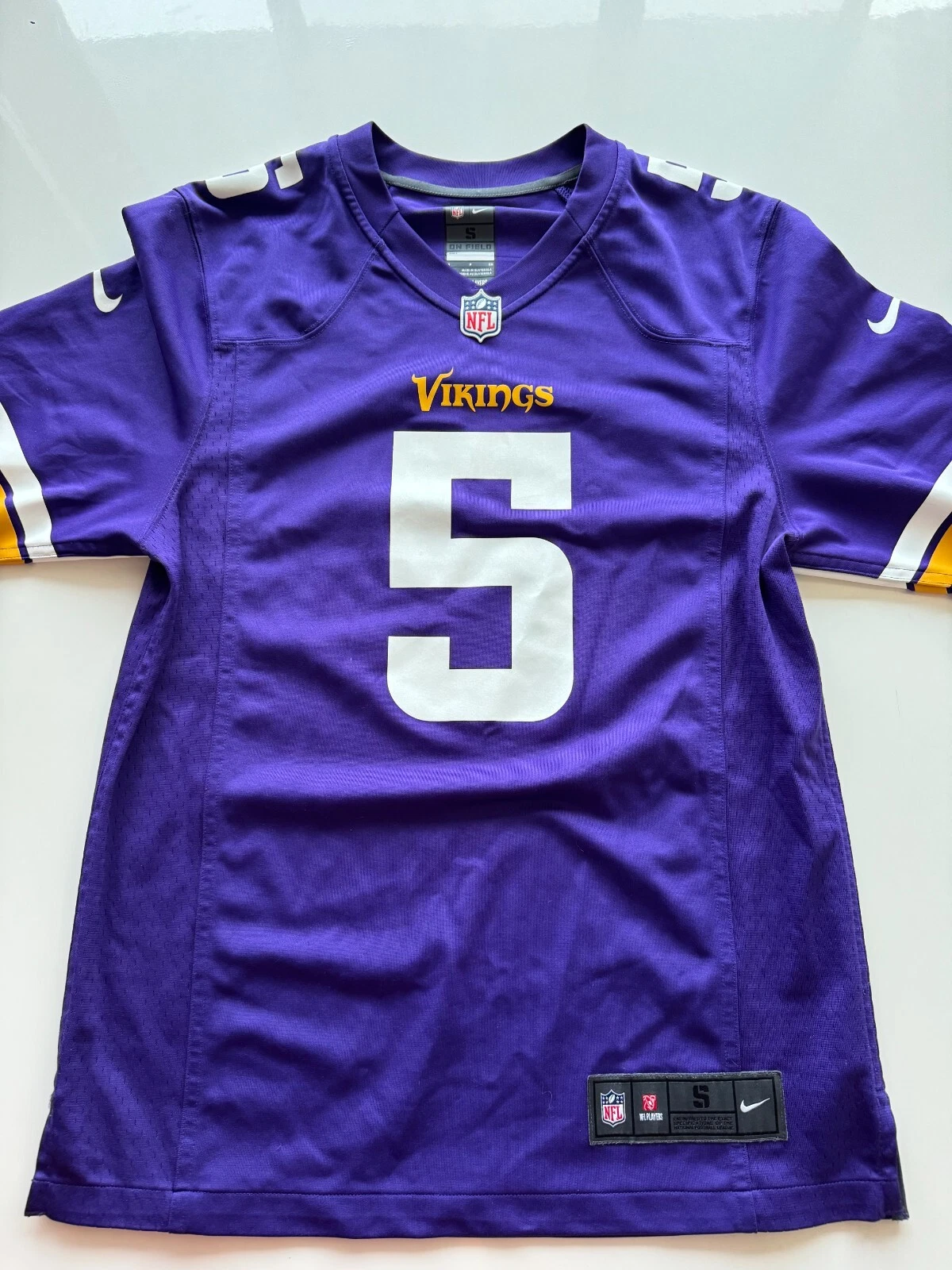 Vikings Minnesota NFL Football Nike On Field Purple Jersey #5 Bridgewater Size S