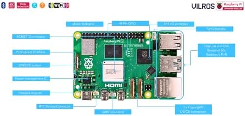 Vilros Raspberry Pi 5 Starter Kit MAX   Official 8GB RAM Pi 5 Board  128GB Preloaded Micro SD  Case  Power Supply & Cooling   Complete Plug and Play Kit for Beginners & Advanced Users