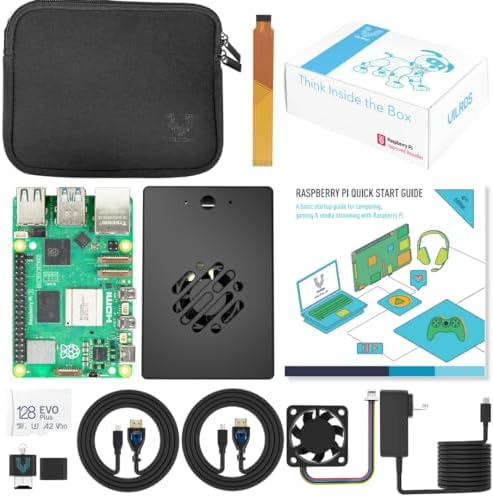 Vilros Raspberry Pi 5 Starter Kit MAX   Official 8GB RAM Pi 5 Board  128GB Preloaded Micro SD  Case  Power Supply & Cooling   Complete Plug and Play Kit for Beginners & Advanced Users