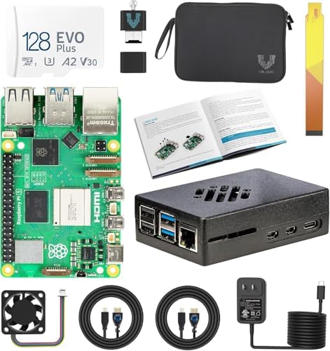 Vilros Raspberry Pi 5 Starter Kit MAX   Official 8GB RAM Pi 5 Board  128GB Preloaded Micro SD  Case  Power Supply & Cooling   Complete Plug and Play Kit for Beginners & Advanced Users