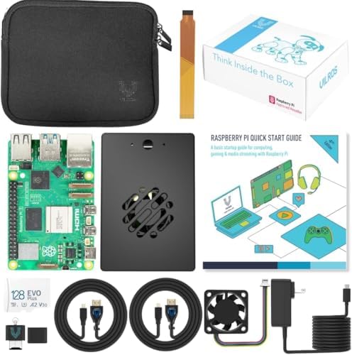 Vilros Raspberry Pi 5 Starter Kit MAX   Official 8GB RAM Pi 5 Board  128GB Preloaded Micro SD  Case  Power Supply & Cooling   Complete Plug and Play Kit for Beginners & Advanced Users