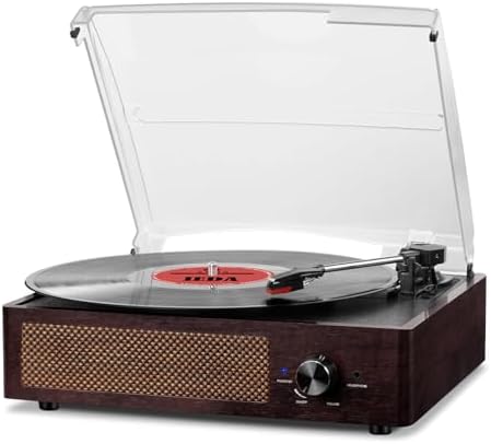 Vinyl Record Player Turntable with Built in Bluetooth Receiver & 2 Stereo Speakers  3 Speed 3 Size Portable Retro Record Player for Entertainment and Home Decoration