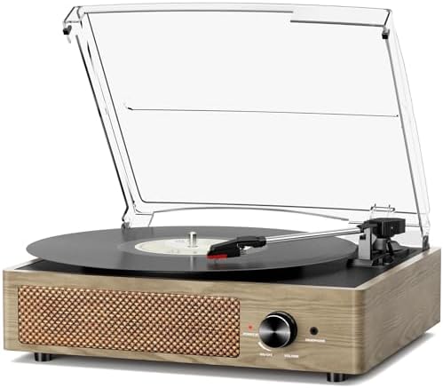 Vinyl Record Player Turntable with Built in Bluetooth Receiver & 2 Stereo Speakers  3 Speed 3 Size Portable Retro Record Player for Entertainment and Home Decoration