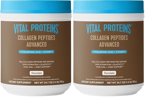Vital Proteins Collagen Peptides Powder Advanced with Hyaluronic Acid & Vitamin C  20oz Collagen Protein  Unflavored  27 Servings