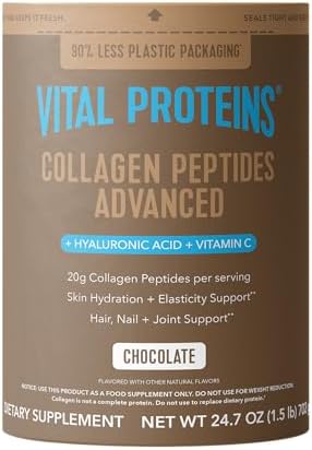 Vital Proteins Collagen Peptides Powder Advanced with Hyaluronic Acid & Vitamin C  20oz Collagen Protein  Unflavored  27 Servings