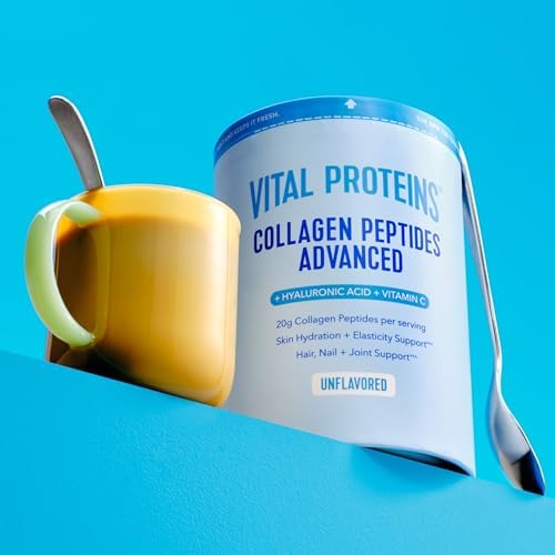 Vital Proteins Collagen Peptides Powder Advanced with Hyaluronic Acid & Vitamin C  20oz Collagen Protein  Unflavored  27 Servings