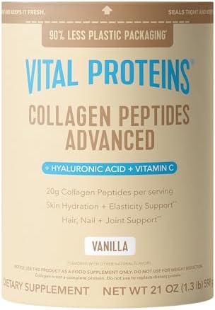 Vital Proteins Collagen Peptides Powder Advanced with Hyaluronic Acid & Vitamin C  20oz Collagen Protein  Unflavored  27 Servings