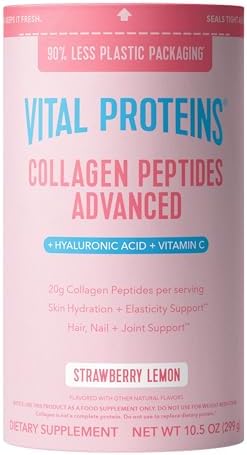 Vital Proteins Collagen Peptides Powder Advanced with Hyaluronic Acid & Vitamin C  20oz Collagen Protein  Unflavored  27 Servings