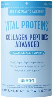 Vital Proteins Collagen Peptides Powder Advanced with Hyaluronic Acid & Vitamin C  20oz Collagen Protein  Unflavored  27 Servings