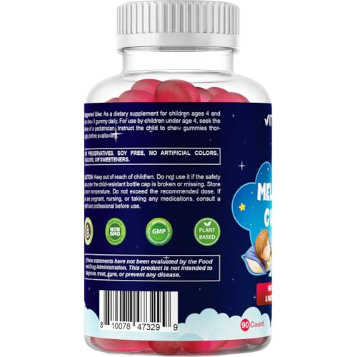 Vitamatic Sugar Free Kids Melatonin 1mg  90 Gummies  Pineapple & passionfruit Flavored Gummies  90 Days Supply  2 Pack