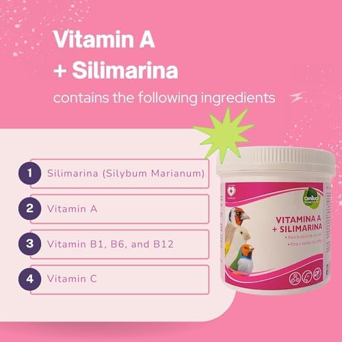 Vitamin A with Silymarin for Birds 200g   Eye Health Support Supplement with Vitamin C and B for White Canaries  Lutino  Albino  Satin Birds  Finches and Pigeons