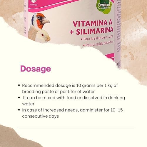 Vitamin A with Silymarin for Birds 200g   Eye Health Support Supplement with Vitamin C and B for White Canaries  Lutino  Albino  Satin Birds  Finches and Pigeons