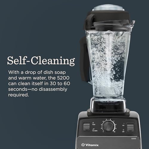 Vitamix 5200 Blender  Professional Grade Blender for Smoothies  Soups  Ice Cream and More  Stainless Steel Blades  Self Cleaning Kitchen Appliance  64 Oz Container  Black