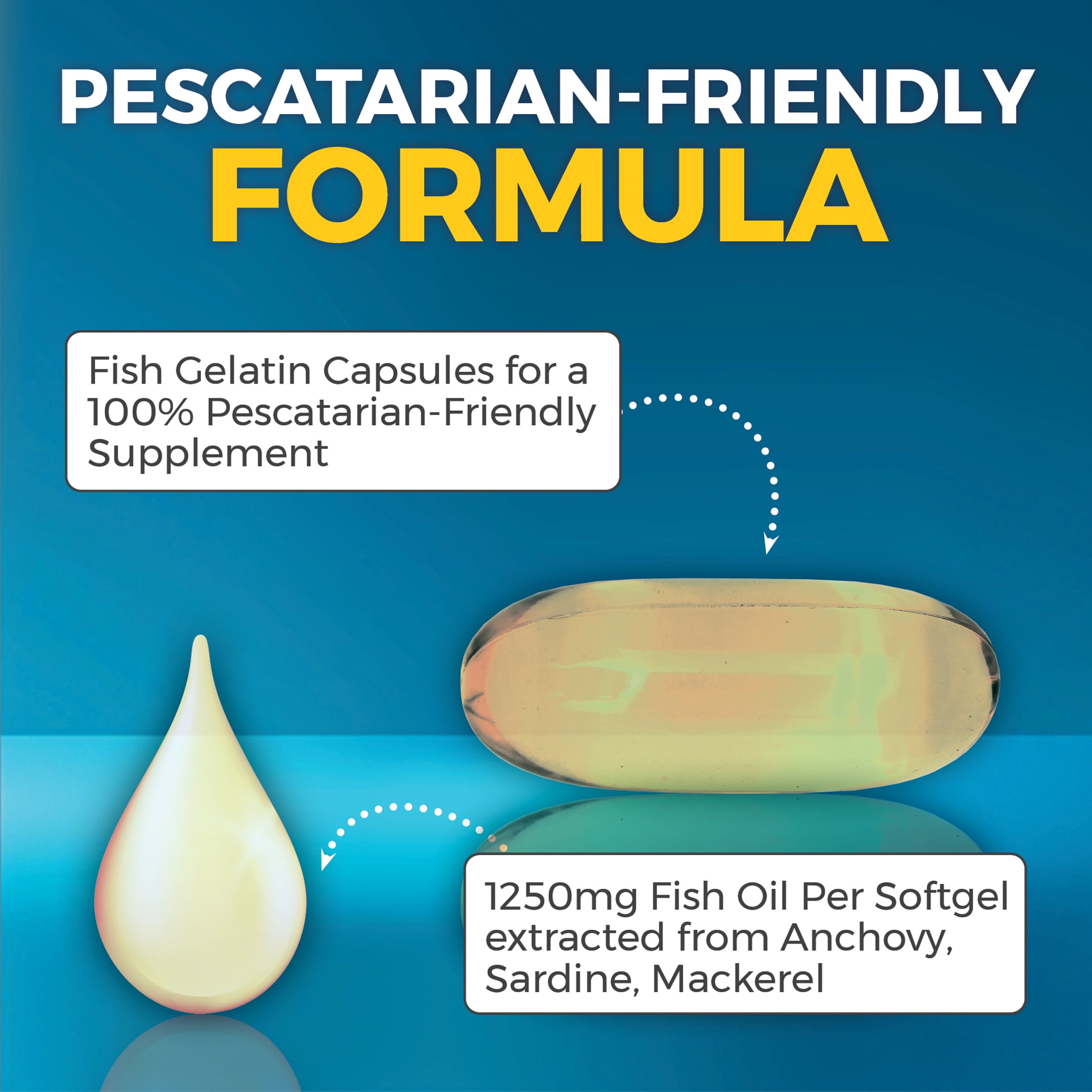 Viva Naturals Triple Strength Omega 3 Fish Oil Supplement  2500 mg  180 Pescatarian Friendly Softgels  Provides EPA & DHA  Supports Heart and Brain Health  