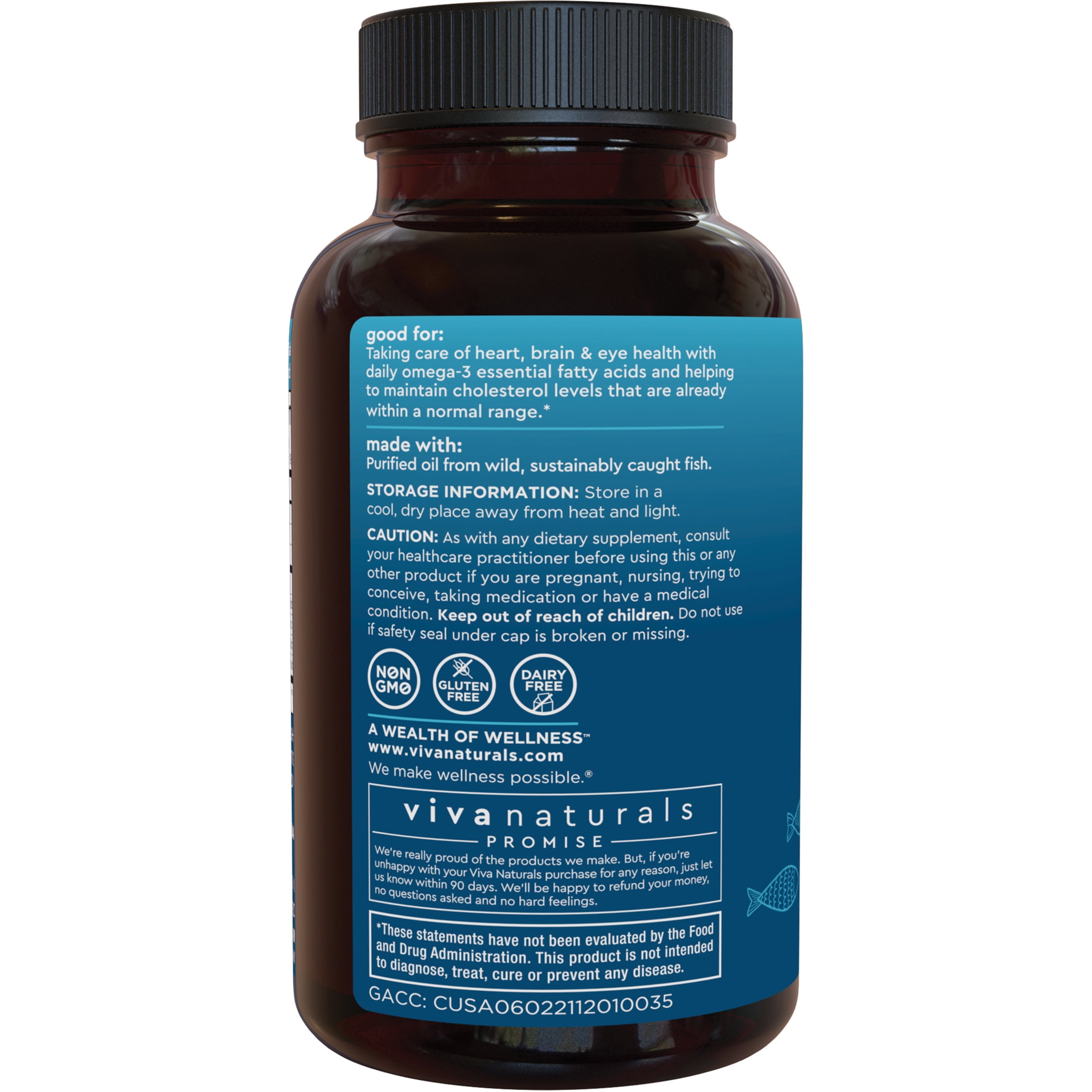 Viva Naturals Triple Strength Omega 3 Fish Oil Supplement  2500 mg  180 Pescatarian Friendly Softgels  Provides EPA & DHA  Supports Heart and Brain Health  