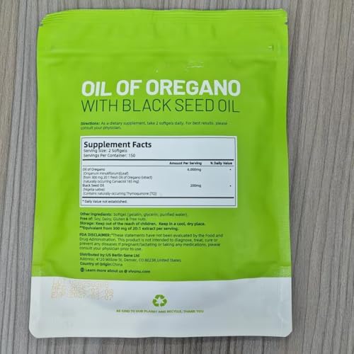 VivoNu Oil of Oregano with Black Seed Oil  Balanced Oil of Oregano Capsules  Organic OreganoOil Softgels Carvacrol Thymoquinone  Non GMO