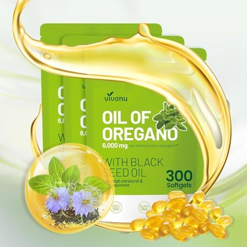 VivoNu Oil of Oregano with Black Seed Oil  Balanced Oil of Oregano Capsules  Organic OreganoOil Softgels Carvacrol Thymoquinone  Non GMO