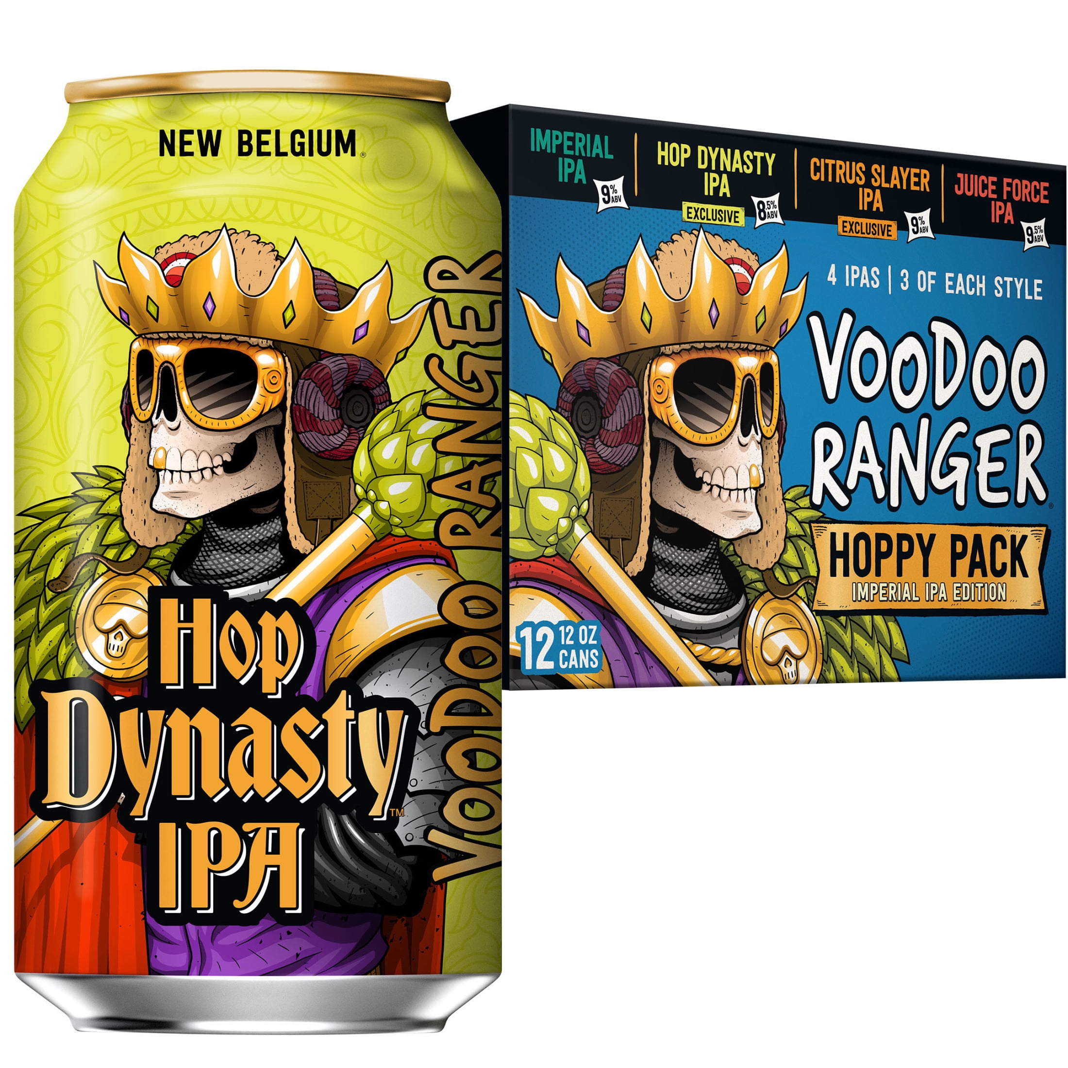 Voodoo Ranger Hoppy IPA Variety Pack Craft Beer  12 Pack  12 fl oz Cans  9 5  ABV