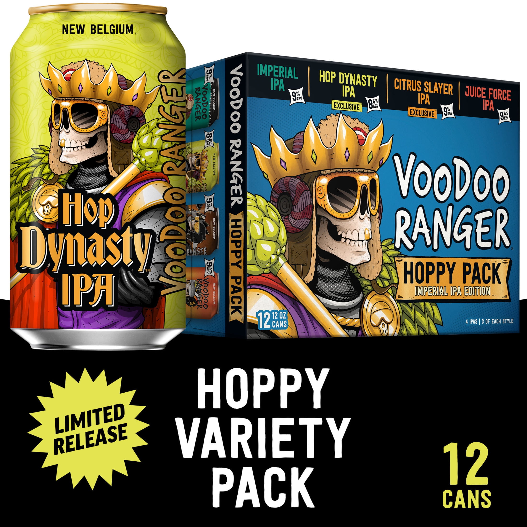 Voodoo Ranger Hoppy IPA Variety Pack Craft Beer  12 Pack  12 fl oz Cans  9 5  ABV