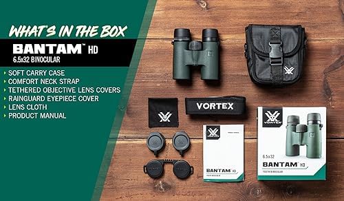 Vortex Optics Bantam HD 6 5x32 Youth Binoculars   HD Optical System  XR Lens Coatings  Rubber Armor  Tripod Adaptable  Waterproof  Fogproof  Shockproof   Unlimited  Unconditional Warranty