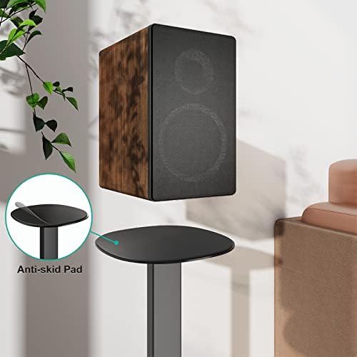 WALI Universal Speaker Stands  23 Inch Surround Sound Speaker Stands for Satellite & Bookshelf Speakers Up to 22lbs  Height Adjustable with Built in Cable Management  1 Pair  SFS001   Black