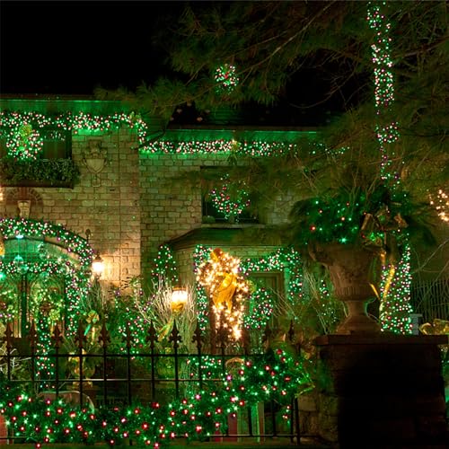 WATERGLIDE 1000 LED Christmas String Lights  328 FT Green Wire LED Decorative Fairy Lights with Remote & 8 Modes  Waterproof for Outdoor Xmas Holiday Party Garden Wedding Home Decor  Red & Green