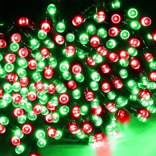 WATERGLIDE 1000 LED Christmas String Lights  328 FT Green Wire LED Decorative Fairy Lights with Remote & 8 Modes  Waterproof for Outdoor Xmas Holiday Party Garden Wedding Home Decor  Red & Green