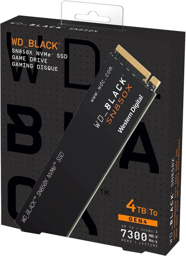 WD BLACK 4TB SN850X NVMe Internal Gaming SSD Solid State Drive   Gen4 PCIe  M 2 2280  Up to 7 300 MB/s   WDS400T2X0E