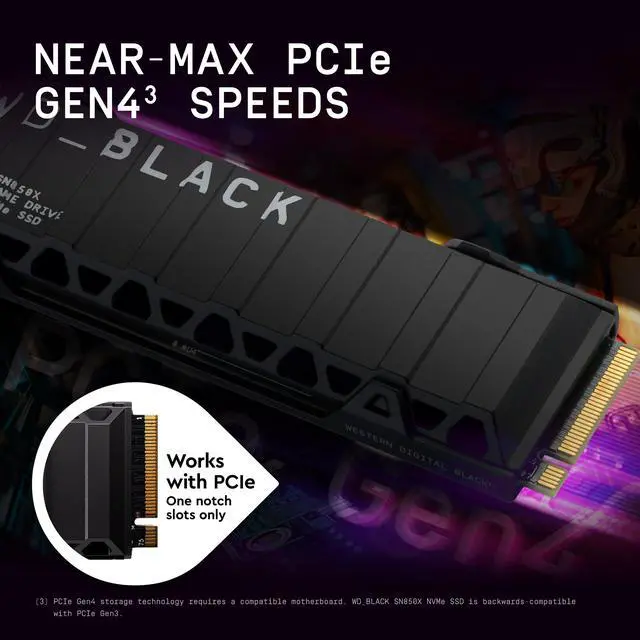 WD BLACK 8TB SN850X NVMe Internal Gaming SSD Solid State Drive with Heatsink   Works with Playstation 5  Gen4 PCIe  M 2 2280  Up to 7 300 MB/s   WDS800T2XHE