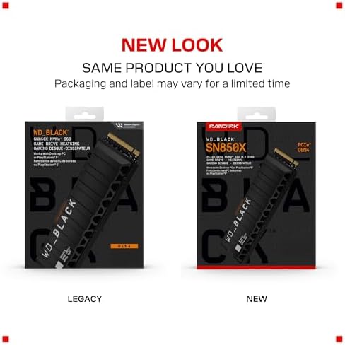 WD BLACK SN850X 1TB NVMe SSD with Heatsink   M 2 2280  Up to 7 300 MB/s Read speeds  Up to 6 300 MB/s write speeds  Works with Playstation 5  High Performance Internal Solid State Drive   WDS100T2XHE