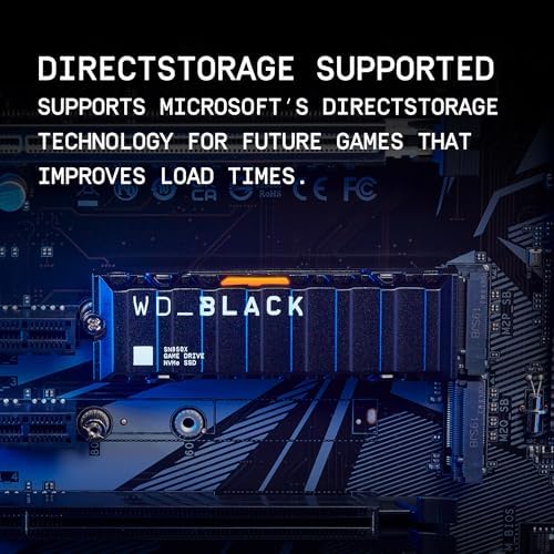 WD BLACK SN850X 1TB NVMe SSD with Heatsink   M 2 2280  Up to 7 300 MB/s Read speeds  Up to 6 300 MB/s write speeds  Works with Playstation 5  High Performance Internal Solid State Drive   WDS100T2XHE