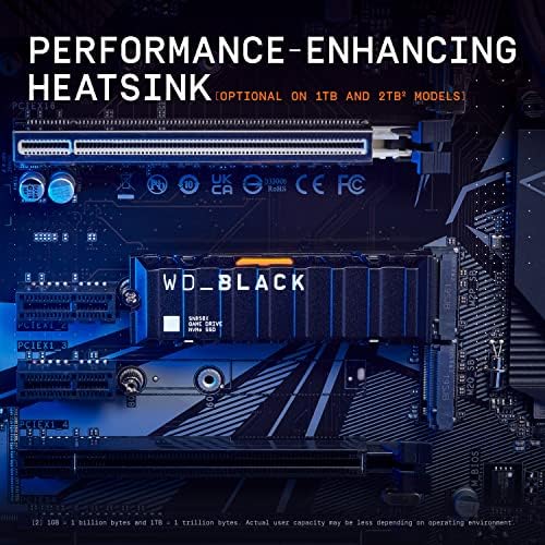 WD BLACK SN850X 1TB NVMe SSD with Heatsink   M 2 2280  Up to 7 300 MB/s Read speeds  Up to 6 300 MB/s write speeds  Works with Playstation 5  High Performance Internal Solid State Drive   WDS100T2XHE