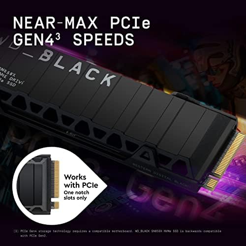 WD BLACK SN850X 1TB NVMe SSD with Heatsink   M 2 2280  Up to 7 300 MB/s Read speeds  Up to 6 300 MB/s write speeds  Works with Playstation 5  High Performance Internal Solid State Drive   WDS100T2XHE