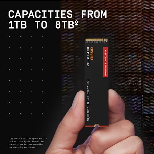 WD_BLACK SN850X 2TB NVMe SSD - M.2 2280, velocidades de lectura de hasta 7,300 MB/s, velocidades de escritura de hasta 6,300 MB/s, expansión para juegos, unidad interna de estado sólido de alto