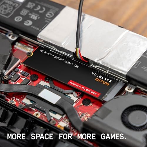 WD Black SN7100 1TB NVMe SSD   Gen4 PCIe  M 2 2280  Up to 7 250 MB/s Read Speed  Up to 6 900 MB/s Write Speed  Next Gen TLC 3D NAND  for Laptops  Handheld Gaming Devices   WDS100T4X0E