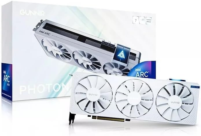 WEELIAO GUNNIR Intel Arc A770 Photon 16GB OC GDDR6 2400MHz Triple Fan White Graphics Card  256 bit  PCIe 4 0  HDMI/DisplayPort  Supports 4k 