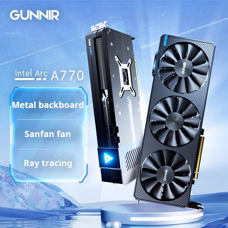 WEELIAO GUNNIR Intel Arc A770 Photon 16GB OC GDDR6 2400MHz Triple Fan White Graphics Card  256 bit  PCIe 4 0  HDMI/DisplayPort  Supports 4k 