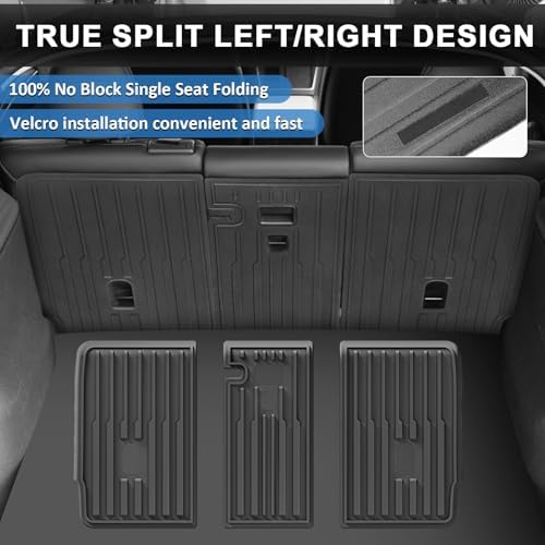 WEIZE Tesla Model Y Juniper Floor Mats 2025 2026  11 PCS Full Set All Weather Non Slip Floor Mats & Cargo Liners  Black Car Mats for Tesla Interior Accessories