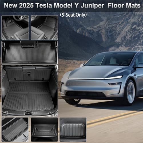 WEIZE Tesla Model Y Juniper Floor Mats 2025 2026  11 PCS Full Set All Weather Non Slip Floor Mats & Cargo Liners  Black Car Mats for Tesla Interior Accessories